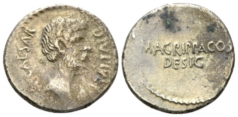 C. Caesar Octavianus with M. Vispanius Agrippa. Denarius mint moving with Octavi...