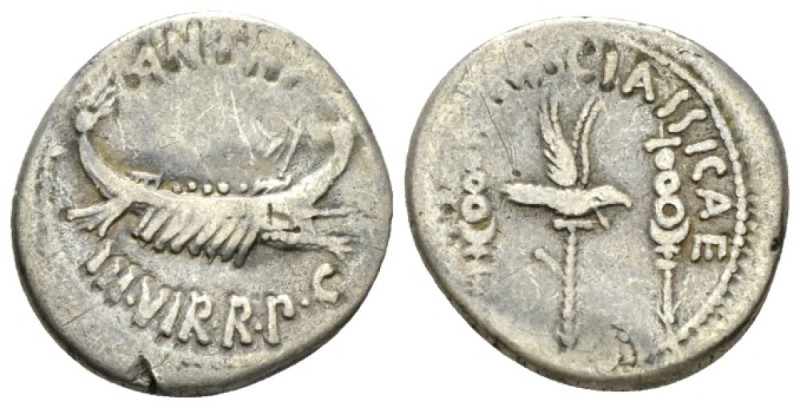 Marcus Antonius. Denarius mint moving with M. Antony 32-31, AR 18.5mm., 3.54g. A...