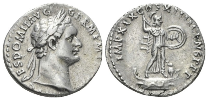 Domitian, 81-96 Denarius circa 88-89, AR 19mm., 3.52g. IMP CAES DOMIT AVG GERM P...