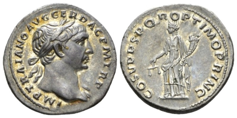 Trajan, 98-117 Denarius circa 103-111, AR 20mm., 3.30g. IMP TRAIANO AVG GER DAC ...