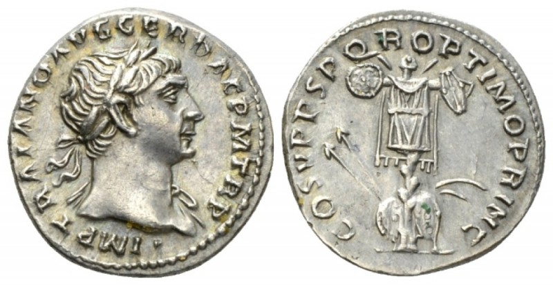 Trajan, 98-117 Denarius circa 103-111, AR 18mm., 3.37g. IMP TRAIANO AVG GER DAC ...