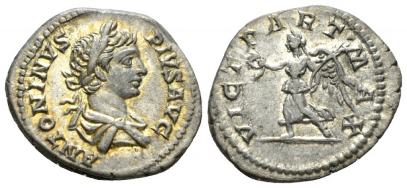 Caracalla, 198-217 Denarius circa 201-206, AR 20mm., 3.39g. Laureate and draped ...