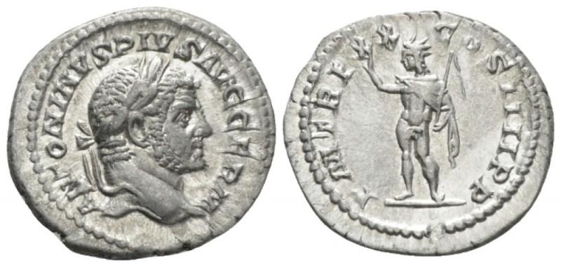 Caracalla, 198-217 Denarius circa 217, AR 20mm., 3.19g. Laureate head r. Rev. So...