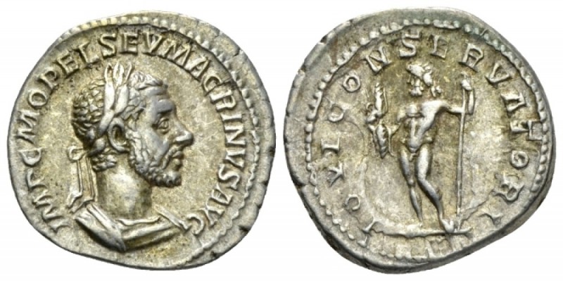 Macrinus, 217-218 Denarius circa 217, AR 19.5mm., 3.53g. IMP C M OPEL SEV MACRIN...