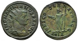Maximianus Herculius, first reign 286-305 Follis circa 286, Æ 21.5mm., 3.46g. Radiate and cuirassed bust r. Rev. Jupiter standing l., holding sceptre ...