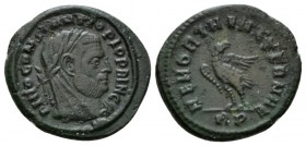Divus Constantius I, 306 Quarter Follis circa 317-318, Æ 17mm., 2.52g. Veiled and laureate head r. Rev. Eagle standing l. on ground line, head and tai...