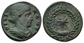 Helena, mother of Constantine Follis circa 318-319, Æ 18mm., 3.30g. HELE NA N F Mantled bust r. Rev. Star of eight rays within laurel wreath. RIC 51. ...