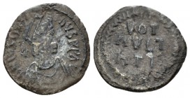 Justinian I, 1 August 527 – 14 November 565 Siliqua Carthago 534-565, AR 15mm., 1.09g. D N IVSTINIANVS PP AC Pearl-diademed, draped and cuirassed bust...