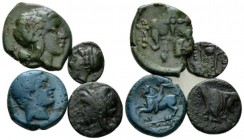 Campania, Neapolis Lot of four Bronzes circa 300-200, Æ 17mm., 11.69g. Lot of four bronzes of Neapolis: Historia Numorum Italy 574, 593, 584 and 591....