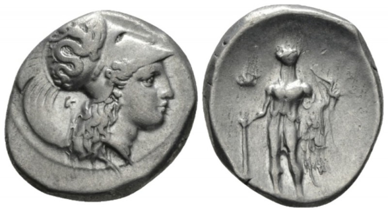 Lucania, Heraclea Nomos circa 281 - 278, AR 22mm., 7.74g. Helmeted head of Athen...