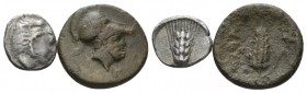 Lucania, Metapontum Lot of two coins circa 430-400, Æ 13mm., 1.77g. Lot of two coisn Obol circa 430-400. Historia Numorum Italy 1506 and Bronze circa ...