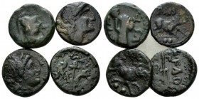 Lucania, Paestum Lot of four bronzes circa 218-150, Æ 15mm., 13.36g. Lucania. Large lot of four bronzes of Paestum: Historia Numorum Italy 1254, 1250,...