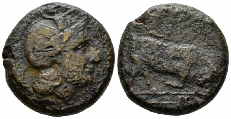 Lucania, Thurium Bronze circa 350-300, Æ 28mm., 27.05g. Head of Athena r., weari...