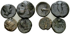 Lucania, Velia Lot of four bronzes IV-II cent., Æ 15mm., 9.50g. Lot of four Bronzes: one of Petelia (Historia Numorum Italy 2466) and two of Velia (Hi...