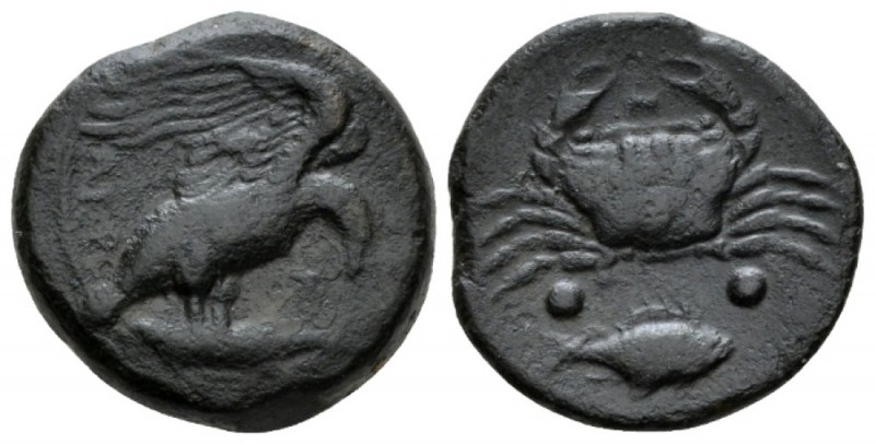 Sicily, Agrigentum Hexas before 408, Æ 19mm., 6.60g. Sicily, , , , ® 17 mm, 6.60...