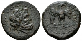 Sicily, Agrigentum Bronze circa 213-210, Æ 23.5mm., 6.65g. Laureate head of Zeus r. Rev. Eagle standing facing on thunderbolt, head r., wings spread. ...