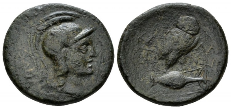 Sicily, Calacte Semis (?) circa 200-150, Æ 22mm., 5.99g. Head of Athena r., wear...