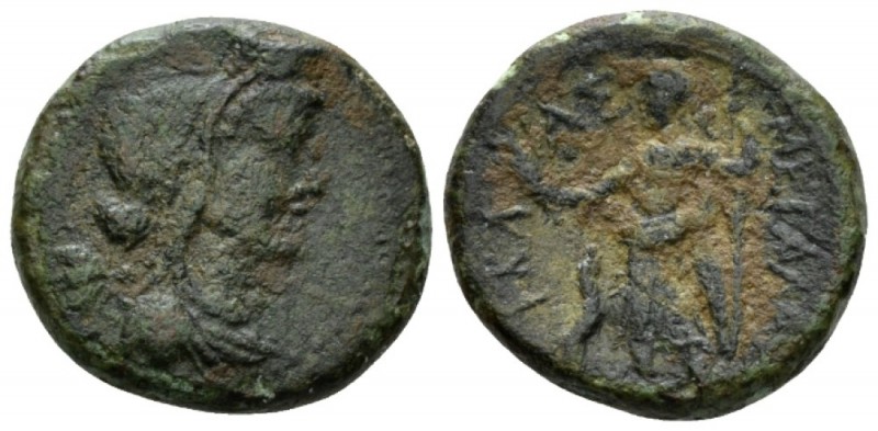 Sicily, Hybla Magna Trias circa 200, Æ 20mm., 7.02g. Veiled female bust r. Rev. ...