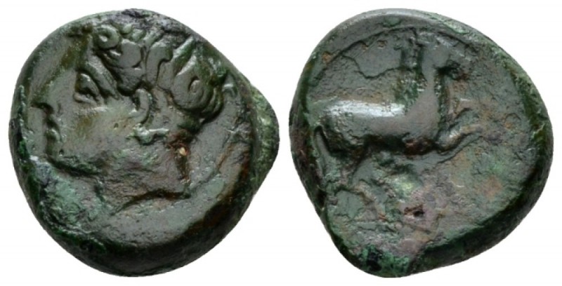 Sicily, Panormus as Ziz Bronze circa 400-350, Æ 16mm., 5.18g. Wreathed head l. R...