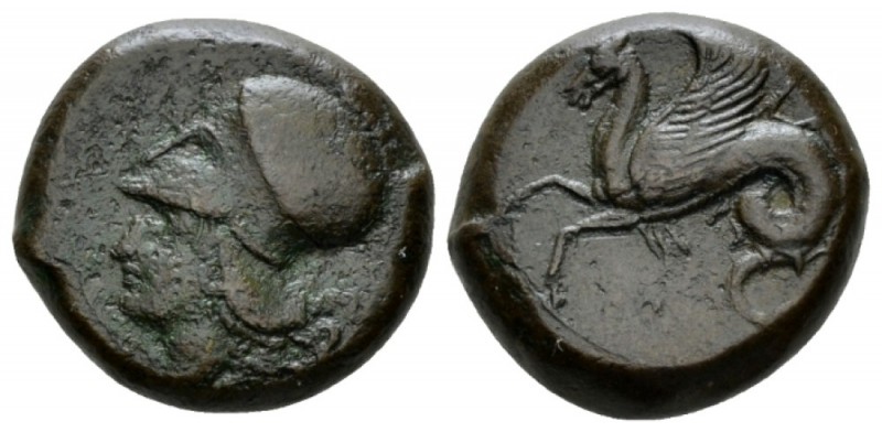 Sicily, Syracuse Hemilitron circa 400, Æ 18mm., 6.49g. Head of Athena l., wearin...