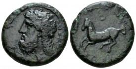 Sicily, Syracuse Dilitron circa 344-317, Æ 28.5mm., 19.32g. Bearded and laureate head of Zeus Eleutherios l. Rev. Horse prancing on exergual line. SNG...