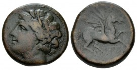 Sicily, Heron II, 274-216 Syracuse Bronze circa 269-240, Æ 23mm., 11.47g. Head of Persephone l., wearing wreath of grain ears. Rev. Pegasos flying r. ...
