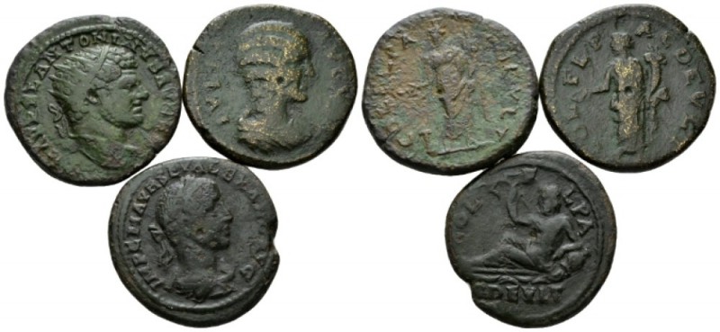 Thrace, Deultum Caracalla, 198-217 Lot of three bronzes circa, Æ 22mm., 27.22g. ...