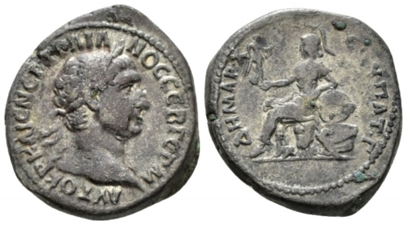 Cappadocia, Caesarea Trajan, 98-117 Tridrachm circa 100, AR 22mm., 10.60g. Laure...