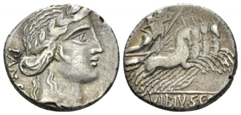 C. Vibius C.f. Pansa Denarius circa 90, AR 17.5mm., 3.87g. PANSA Laureate head o...