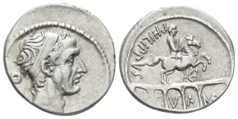 L. Marcius Philippus. Denarius circa 56, AR 18mm., 3.56g. Diademed head of Ancus...