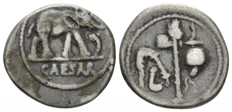 C. Iulius Caesar. Denarius mint moving with Caesar 49-48,, AR 19mm., 2.95g. Pont...