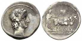 Octavian, 32 – 27 BC Denarius Brundisium or Roma circa 29-27 BC, AR 19.5mm., 3.43g. Laureate head of Apollo r. Rev. Octavian, veiled and laureate, hol...