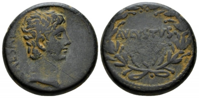 Octavian as Augustus, 27 BC – 14 AD Bronze circa 25 BC, Æ 24.5mm., 12.82g. CAESA...