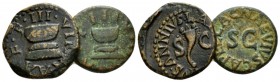 Octavian as Augustus, 27 BC – 14 AD Lot of two quadrans circa 9-4 BC, Æ 17.5mm., 6.71g. Lot of two quadrans: RIC 422. C 340 and RIC 466. C 469.

Ver...