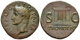 Divus Augustus As circa 22-30, Æ 29.5mm., 10.30g. Radiate head l. Rev. Altar, with closed, double-panelled door; acroteria above to l. and r.. RIC Tib...