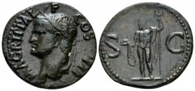 In the name of Agrippa As after 37, Æ 30mm., 11.01g. M AGRIPPA L – F COS III Head l., wearing rostral crown. Rev. S – C Neptune, cloaked, standing l. ...