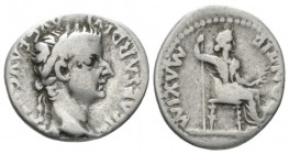 Tiberius, 14-37 Denarius Lugdunum circa 36-37, AR 19mm., 3.55g. Laureate head r. Rev. Livia (as Pax) seated r., holding scepter and olive branch; orna...