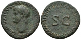 Germanicus, father of Gaius As circa 40-41, Æ 28.5mm., 10.48g. Bare head l. Rev. C CAESAR [DIVI AV]G PRON AVG P M TR P III P P around S C. C 12. RIC G...