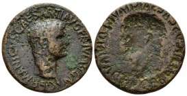 Germanicus, father of Gaius As circa 50-54, Æ 28.5mm., 11.44g. GERMANICVS CAESAR TI AVG F DIVI AVG N Bare head r. Rev. Obverse brockage. RIC Claudius ...