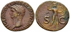 Claudius, 41-54 As circa 41-50 (?), Æ 28mm., 11.64g. TI CLAVDIVS CAESAR AVG P M TR P IMP Bare head r. Rev. Minerva standing r., hurling javelin and ho...