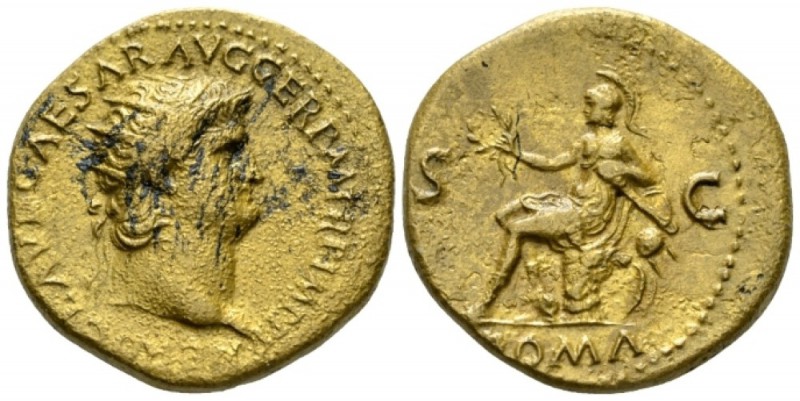 Nero, 54-68 Dupondius circa 65, Æ 28mm., 14.49g. NERO CLAVD CAESAR AVG GERM P M ...