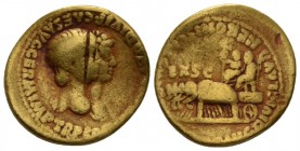 Nero, 54-68 Aureus circa 55, AV 19mm., 7.40g. NERO CLAVD DIVI F CAES AVG GERM IMP TR P COS Conjoined busts of Nero, bare-headed, and Agrippina II, dra...