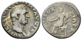 Vitellius, 69 Denarius circa 69, AR 18.5mm., 3.14g. A VITELLIVS GERM IMP AVG TR P Laureate head r. Rev. CONCORDIA P R Concordia seated l., holding pat...