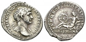Trajan, 98-117 Denarius circa 112-113, AR 20mm., 2.97g. IMP TRAIANO AVG GER DAC P M TR P COS VI P P Laureate bust r., with drapery over l. shoulder. R...