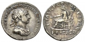 Trajan, 98-117 Denarius circa 114-116, AR 19.5mm., 2.84g. IMP CAES NER TRAIANO OPTIMO AVG GER DAC Laureate, draped and cuirassed bust r. Rev. P M TR P...