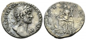 Hadrian, 117-138 Denarius circa 118, AR 19mm., 3.21g. Laureate bust r., drapery on l. shoulder. Rev. Fortuna seated l., holding rudder and cornucopia....
