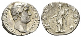Hadrian, 117-138 Denarius circa 134-138, AR 17.5mm., 3.20g. Laureate head r. Rev. Moneta standing l., holding scales and cornucopia. RIC 256. C 966.
...
