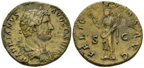 Hadrian, 117-138 Sestertius circa 134-138, Æ 32mm., 23.62g. Laureate and draped bust r. Rev. Felictas standing l., holding cornucopia and caduceus. Ri...