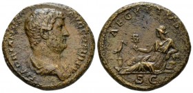 Hadrian, 117-138 As circa 134-138, Æ 27.5mm., 14.29g. HADRIANVS AVG COS III P P Bare headed and draped bust r. Rev. AEGYPTOS Egypt reclining l., holdi...