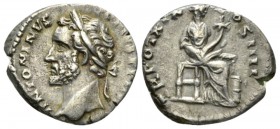 Antoninus Pius, 138-161 Denarius circa 155-156, AR 18mm., 3.32g. Laureate head l. Rev. Annona seated r., holding cornucopia; in front, modius. C - cf ...